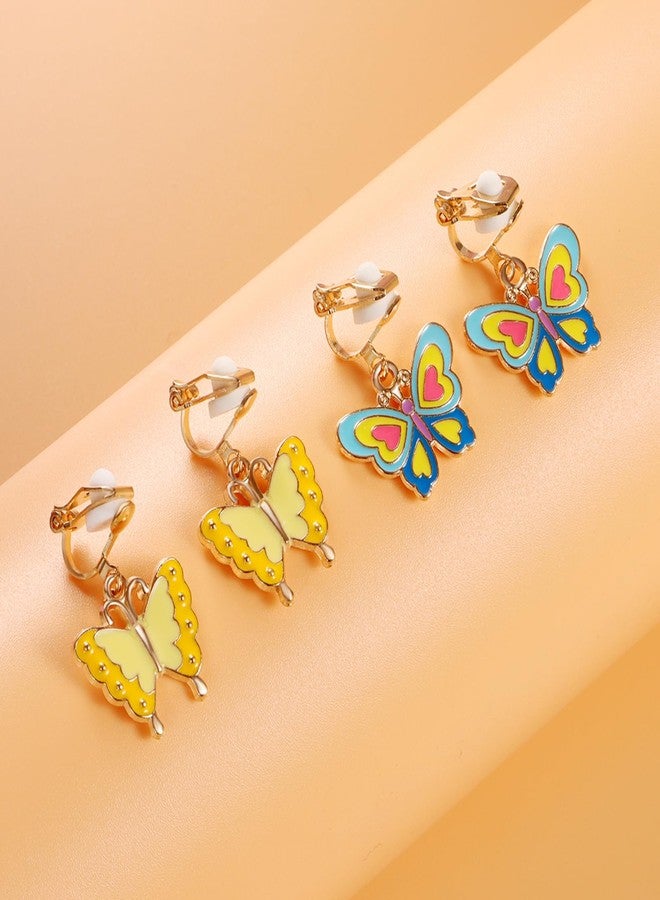 SYNLIN A chic set of 20 pairs clip on earrings for girls without Pierced Ears,Vibrant Themes Like Flowers, Unicorns, Ladybugs, Butterflies, Sheep - Image 4